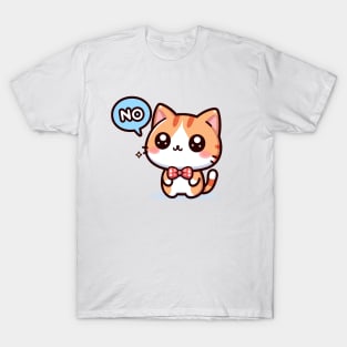 Cute Kitten Wearing a Bow Tie Saying No T-Shirt